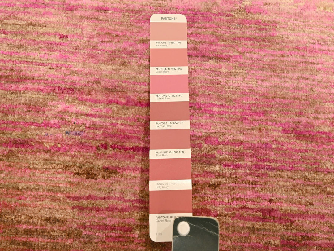 7'9" x 10'0" New Hand Knotted Pink Sari Silk Rectangle Oriental Rug - MOA10276187
