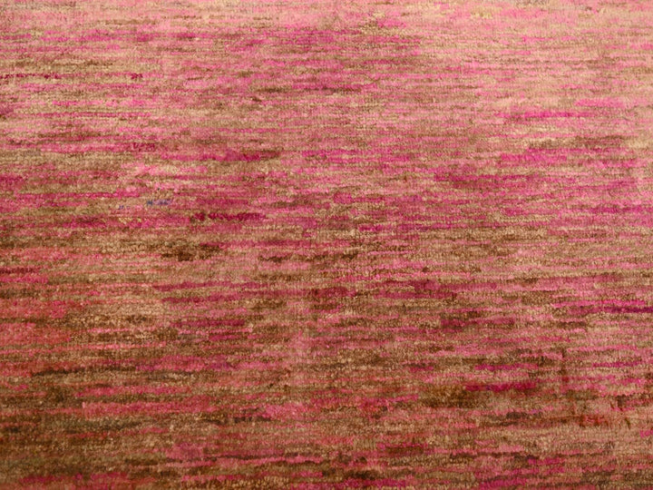 7'9" x 10'0" New Hand Knotted Pink Sari Silk Rectangle Oriental Rug - MOA10276187