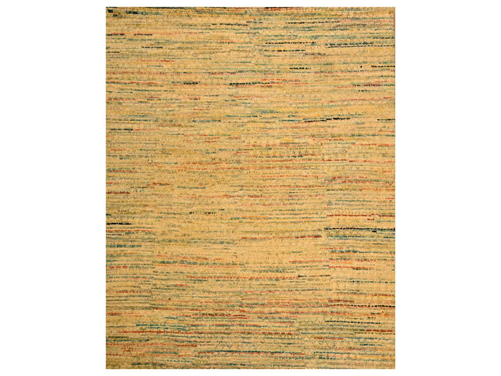 8'0" x 10'3" New Hand Knotted Yellow Wool & Sari Silk Rectangle Oriental Rug - MOA10276190