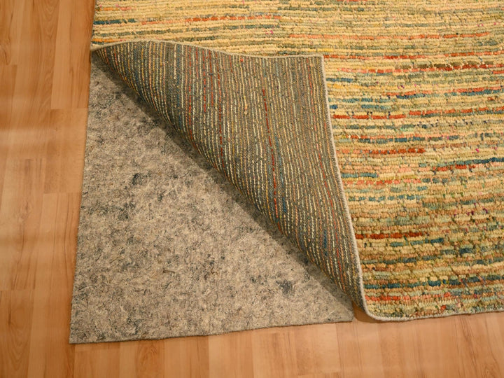 8'0" x 10'3" New Hand Knotted Yellow Wool & Sari Silk Rectangle Oriental Rug - MOA10276190