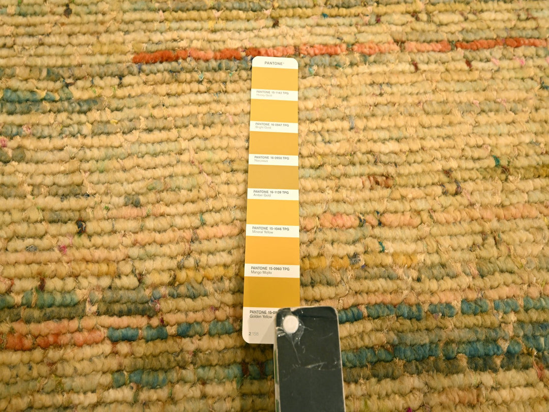 8'0" x 10'3" New Hand Knotted Yellow Wool & Sari Silk Rectangle Oriental Rug - MOA10276190