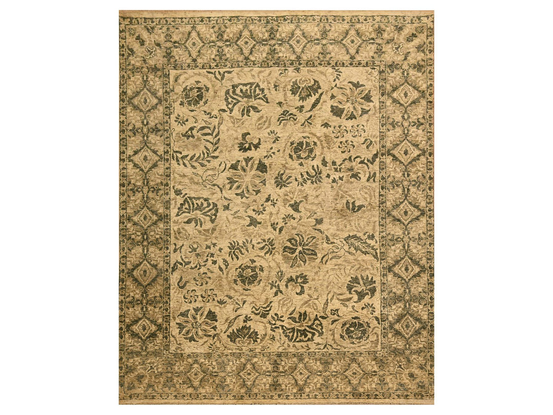 7'10" x 9'9" New Hand Knotted Brown Wool Rectangle Oriental Rug - MOA10276192