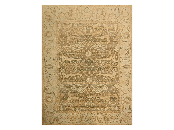 8'10" x 12'2" New Hand Knotted Brown Wool Rectangle Oriental Rug - MOA10276198