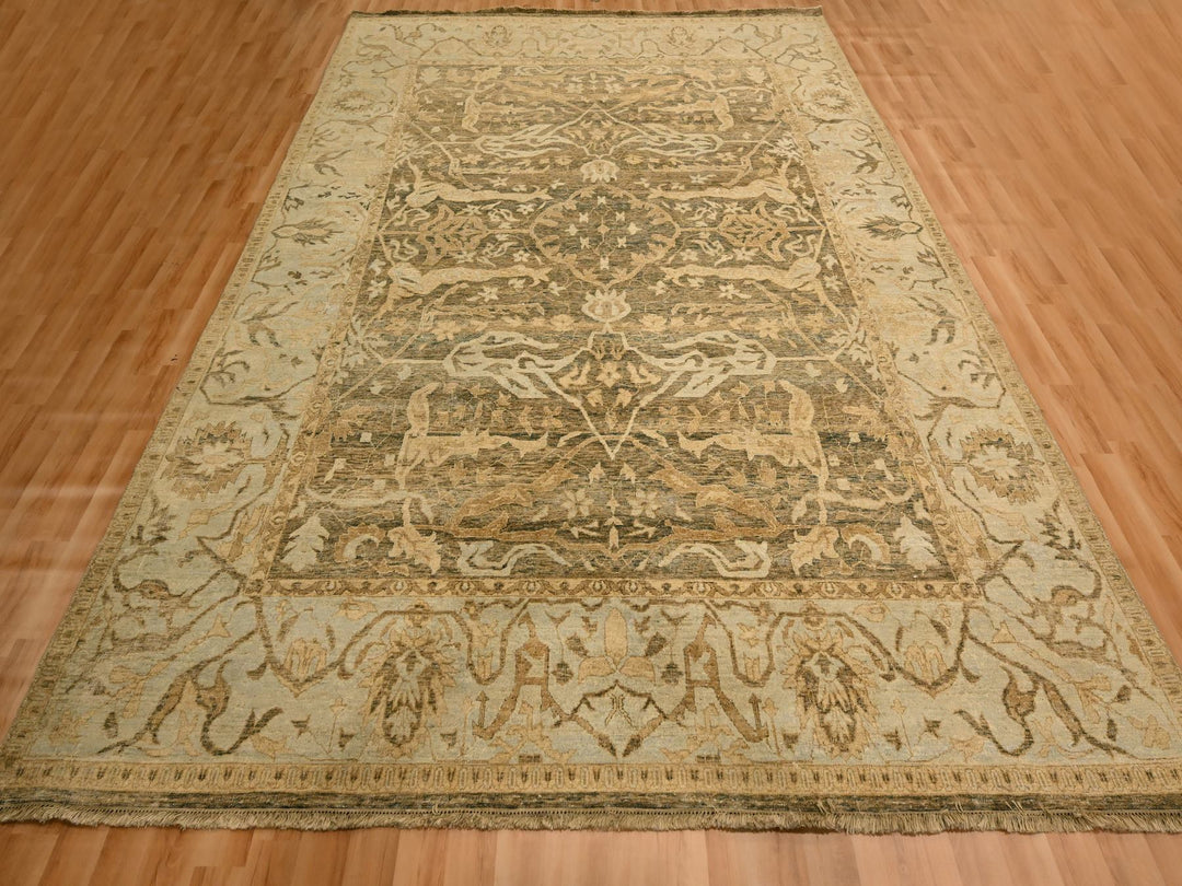 8'10" x 12'2" New Hand Knotted Brown Wool Rectangle Oriental Rug - MOA10276198