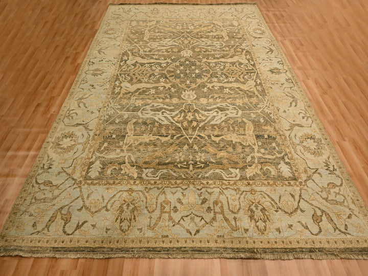 8'10" x 12'2" New Hand Knotted Brown Wool Rectangle Oriental Rug - MOA10276198