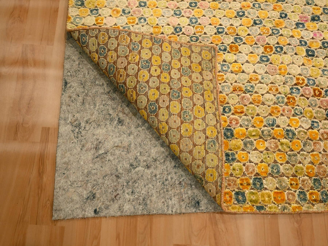 8'10" x 12'2" New Hand Knotted Yellow Sari Silk Rectangle Oriental Rug - MOA10276201