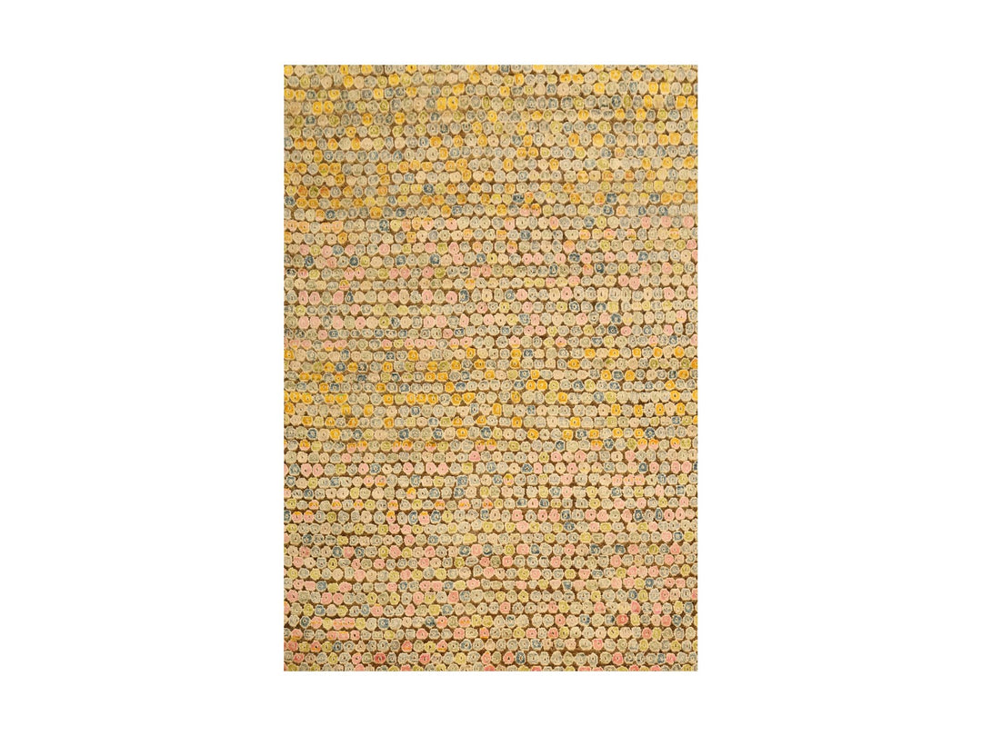 4'11" x 7'7" New Hand Knotted Yellow Sari Silk Rectangle Oriental Rug - MOA10276202