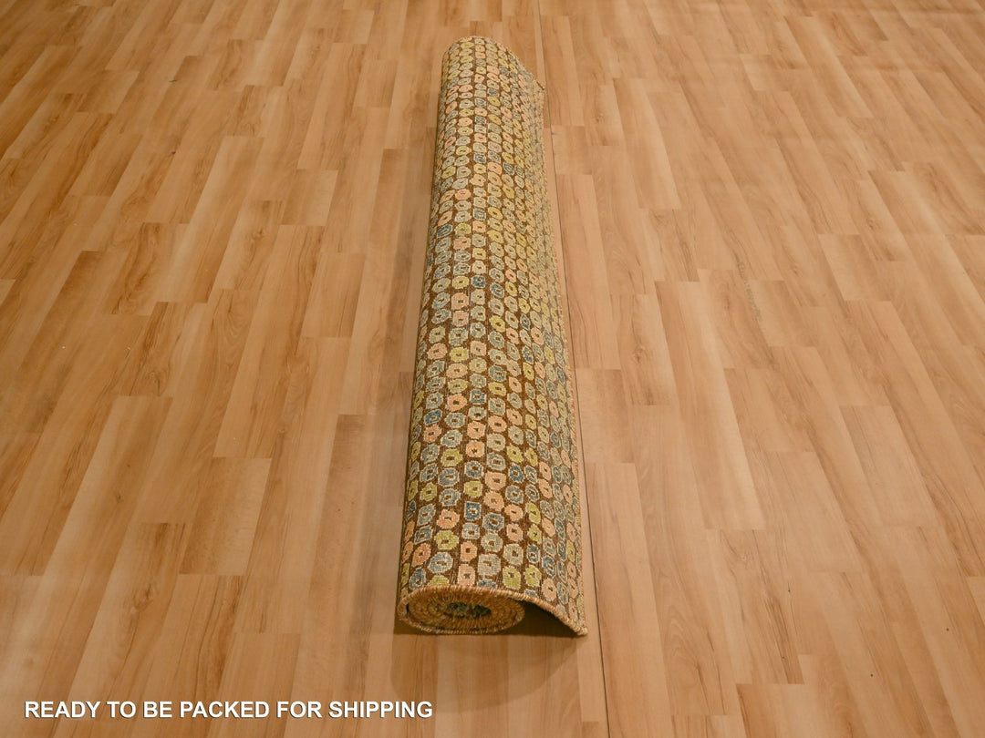 4'11" x 7'7" New Hand Knotted Yellow Sari Silk Rectangle Oriental Rug - MOA10276202