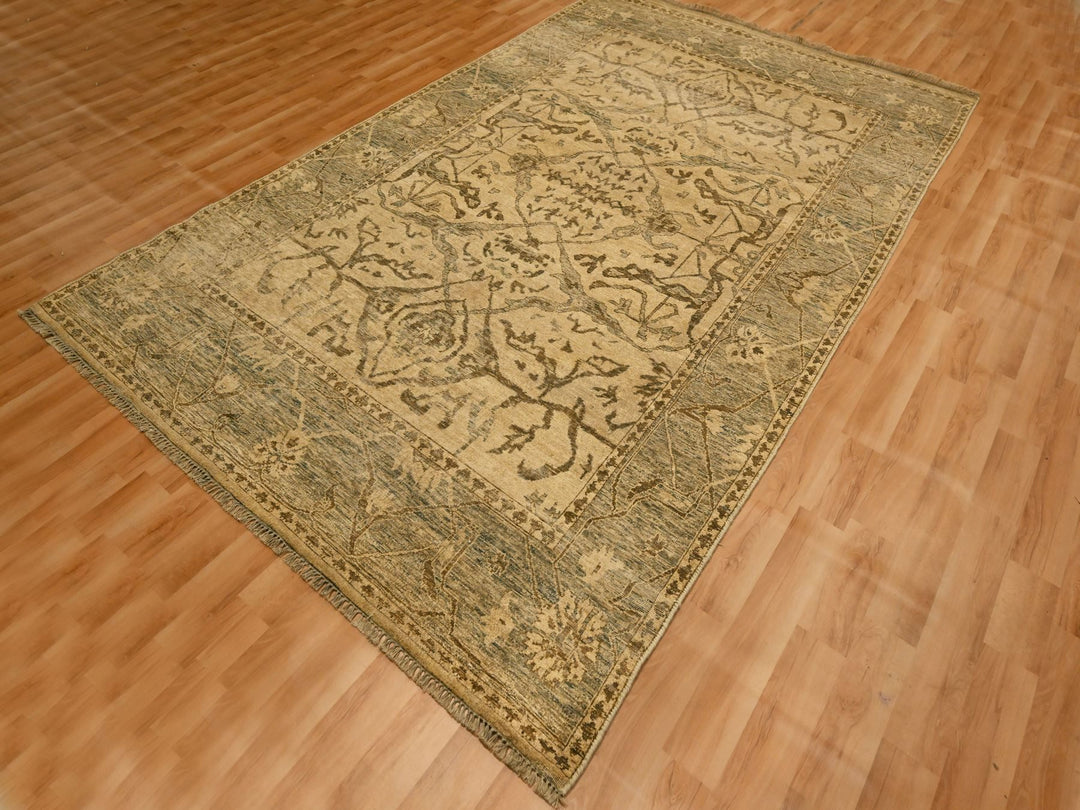 5'11" x 9'7" New Hand Knotted Brown Wool Rectangle Oriental Rug - MOA10276203