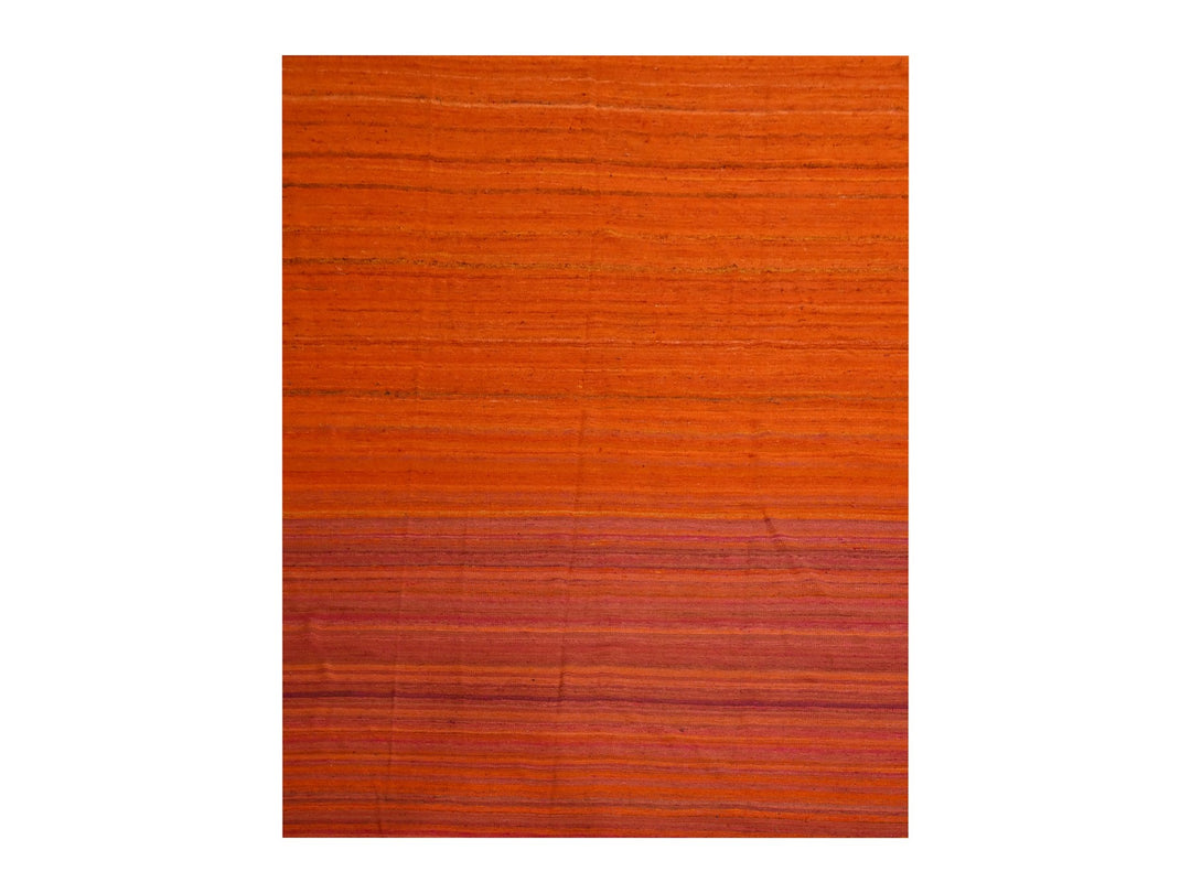 8'0" x 10'1" New Hand Knotted Orange Wool & Sari Silk Rectangle Oriental Rug - MOA10276210
