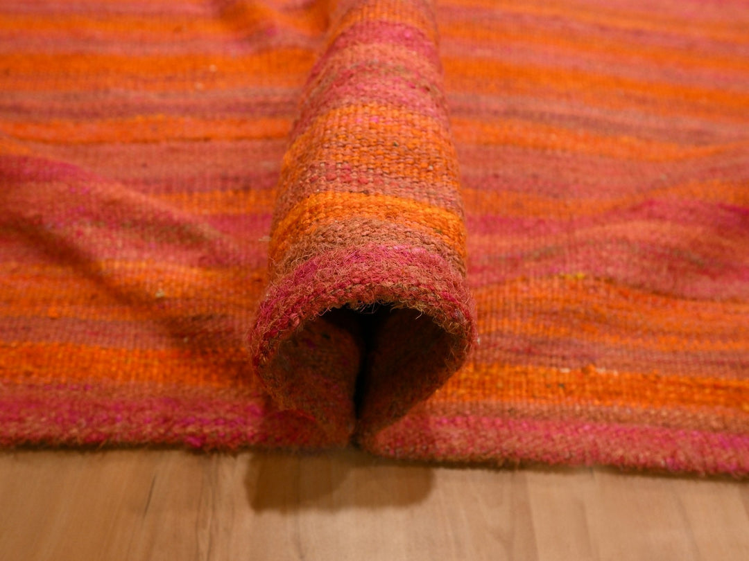 8'0" x 10'1" New Hand Knotted Orange Wool & Sari Silk Rectangle Oriental Rug - MOA10276210