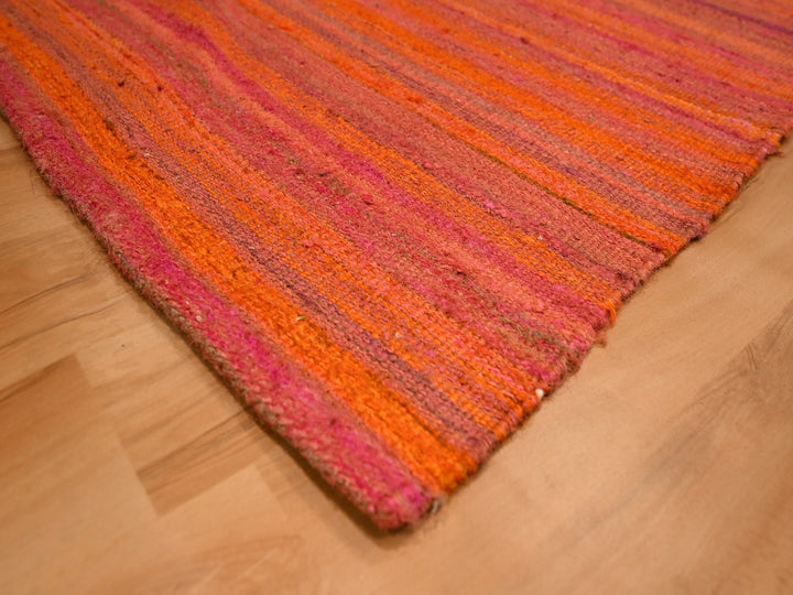 8'0" x 10'1" New Hand Knotted Orange Wool & Sari Silk Rectangle Oriental Rug - MOA10276210