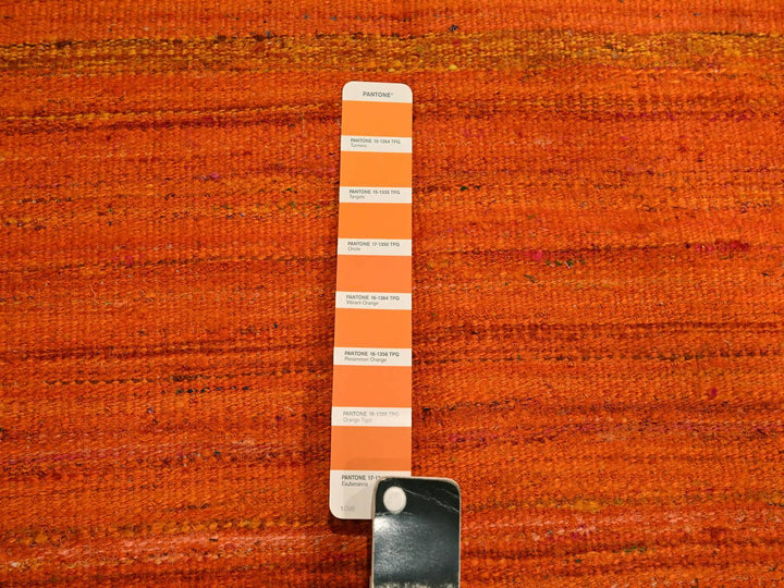 8'0" x 10'1" New Hand Knotted Orange Wool & Sari Silk Rectangle Oriental Rug - MOA10276210