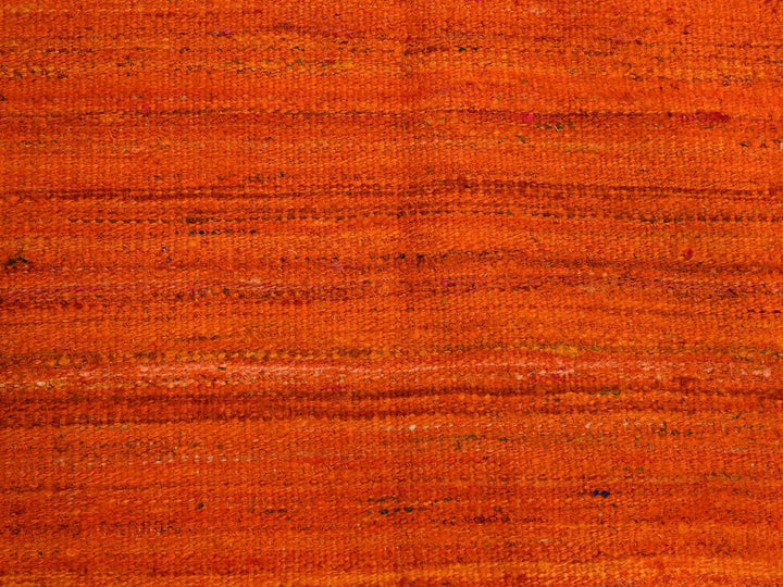 8'0" x 10'1" New Hand Knotted Orange Wool & Sari Silk Rectangle Oriental Rug - MOA10276210