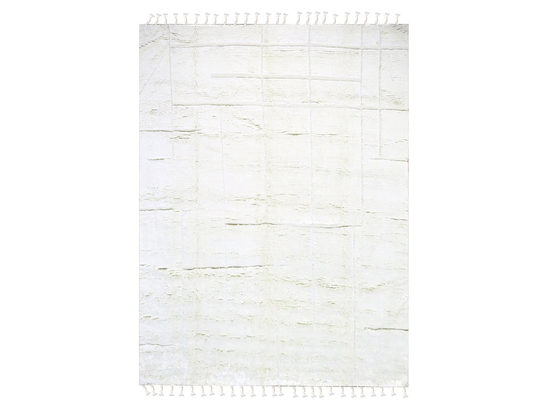 10'1" x 14'0" New Hand Knotted Ivory Wool Rectangle Oriental Rug - MOA10276211
