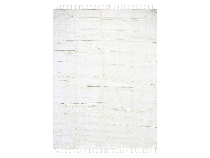 10'1" x 14'0" New Hand Knotted Ivory Wool Rectangle Oriental Rug - MOA10276211