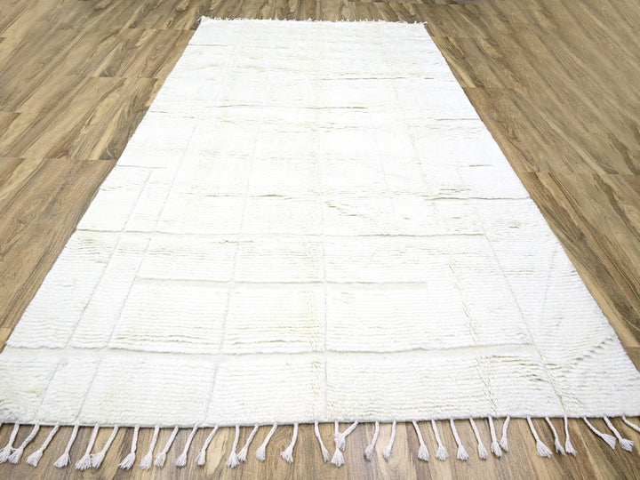 10'1" x 14'0" New Hand Knotted Ivory Wool Rectangle Oriental Rug - MOA10276211
