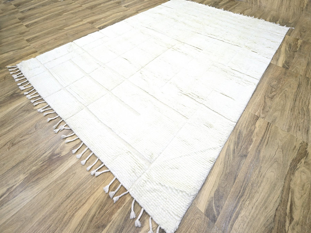 10'1" x 14'0" New Hand Knotted Ivory Wool Rectangle Oriental Rug - MOA10276211