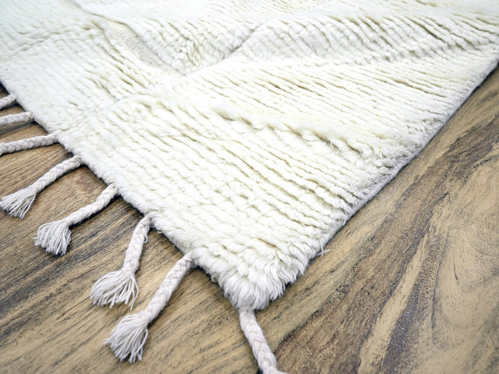 10'1" x 14'0" New Hand Knotted Ivory Wool Rectangle Oriental Rug - MOA10276211