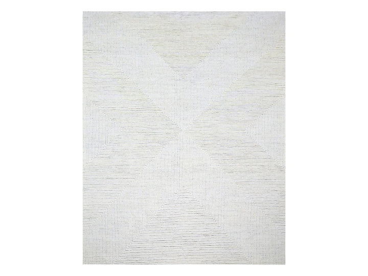 8'11" x 12'1" New Hand Knotted Ivory Wool Rectangle Oriental Rug - MOA10276213