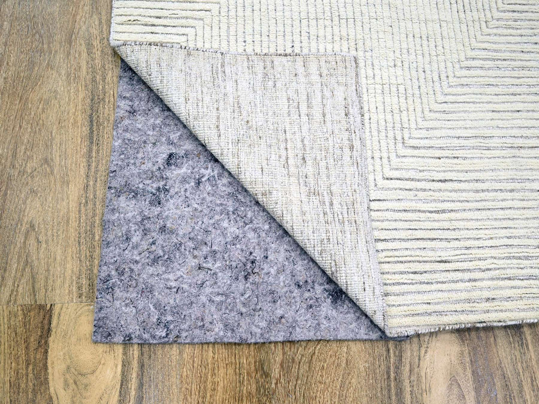 8'11" x 12'1" New Hand Knotted Ivory Wool Rectangle Oriental Rug - MOA10276213