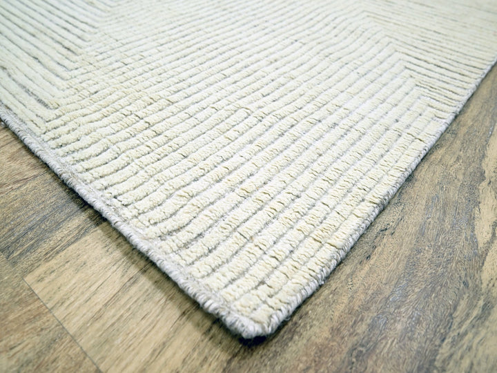 8'11" x 12'1" New Hand Knotted Ivory Wool Rectangle Oriental Rug - MOA10276213