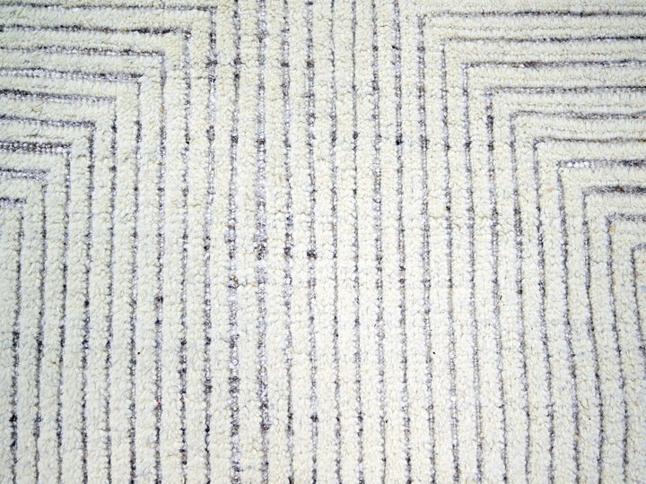 8'11" x 12'1" New Hand Knotted Ivory Wool Rectangle Oriental Rug - MOA10276213
