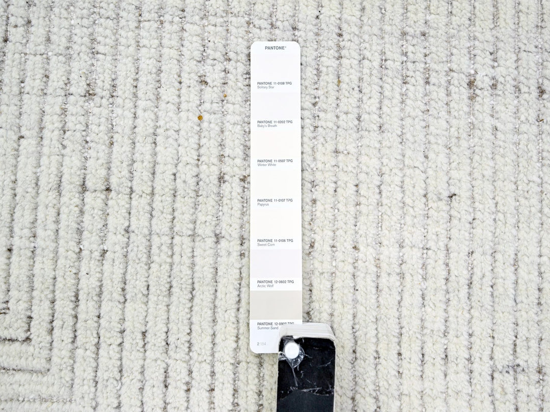 9'0" x 12'0" New Hand Knotted Ivory Wool Rectangle Oriental Rug - MOA10276215