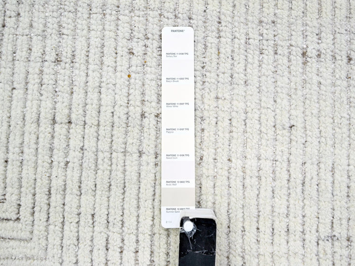 9'0" x 12'0" New Hand Knotted Ivory Wool Rectangle Oriental Rug - MOA10276215