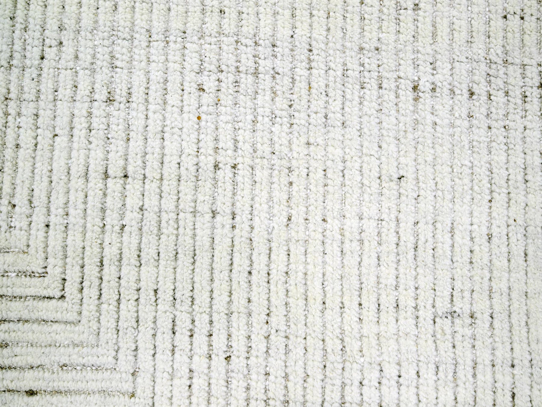 9'0" x 12'0" New Hand Knotted Ivory Wool Rectangle Oriental Rug - MOA10276215