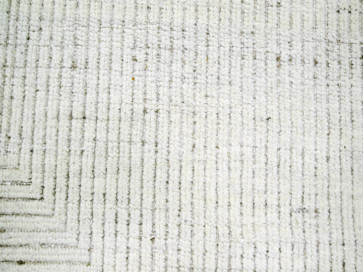 9'0" x 12'0" New Hand Knotted Ivory Wool Rectangle Oriental Rug - MOA10276215