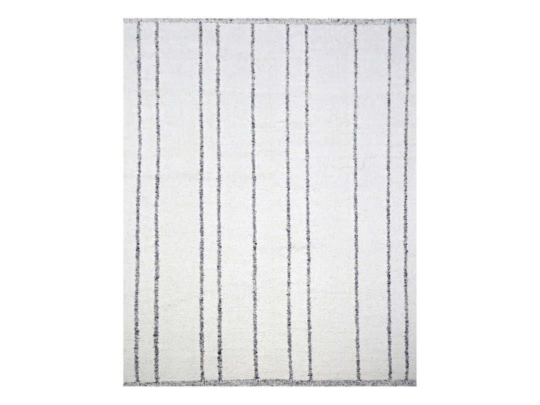 8'2" x 10'2" New Hand Knotted Ivory Wool Rectangle Oriental Rug - MOA10276217