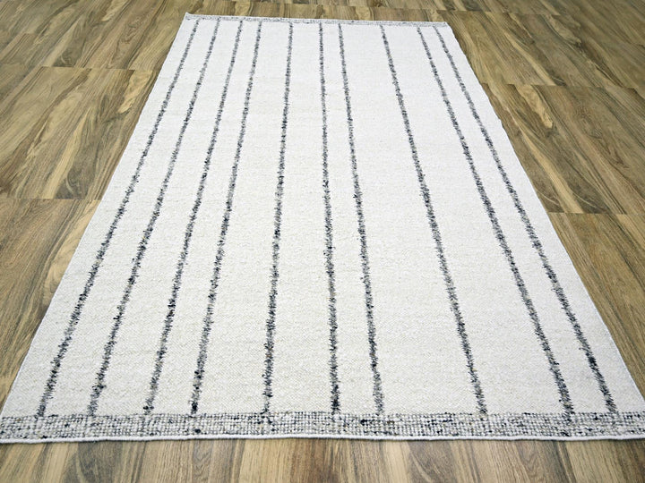 8'2" x 10'2" New Hand Knotted Ivory Wool Rectangle Oriental Rug - MOA10276217