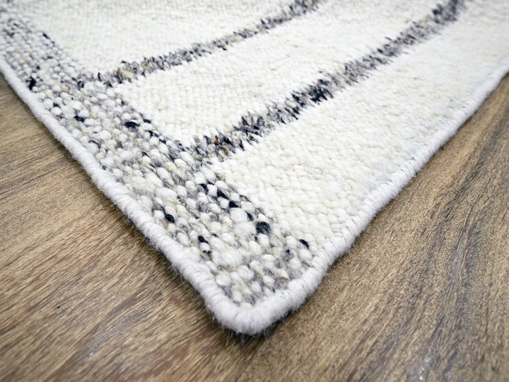 8'2" x 10'2" New Hand Knotted Ivory Wool Rectangle Oriental Rug - MOA10276217