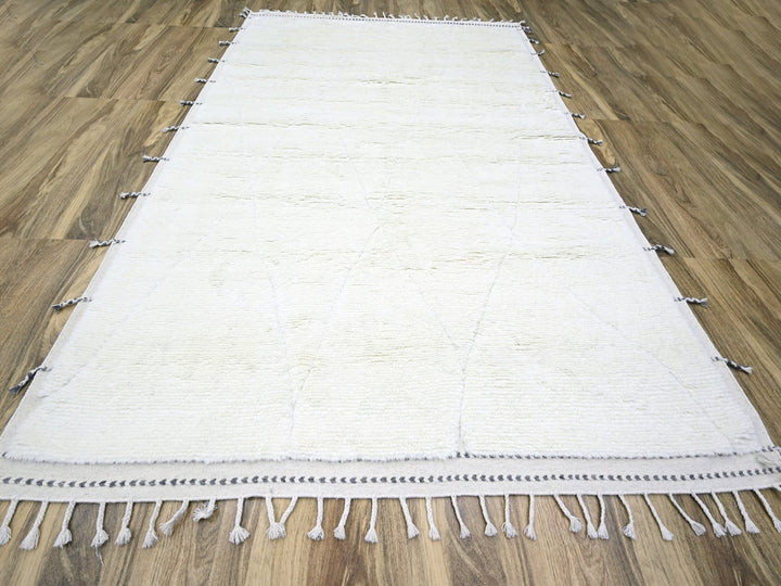 9'1" x 12'3" New Hand Knotted Ivory Wool Rectangle Oriental Rug - MOA10276219