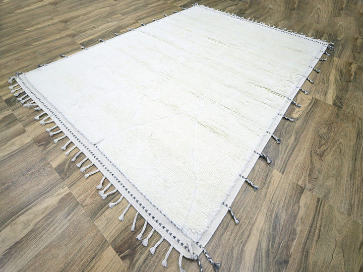 9'1" x 12'3" New Hand Knotted Ivory Wool Rectangle Oriental Rug - MOA10276219