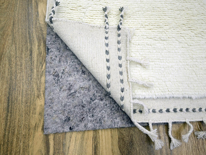 9'1" x 12'3" New Hand Knotted Ivory Wool Rectangle Oriental Rug - MOA10276219