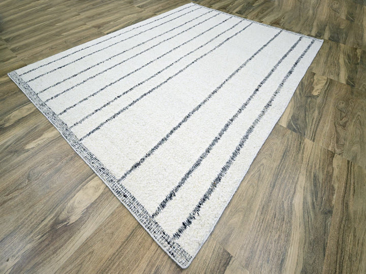 9'3" x 12'1" New Hand Knotted Ivory Wool Rectangle Oriental Rug - MOA10276220