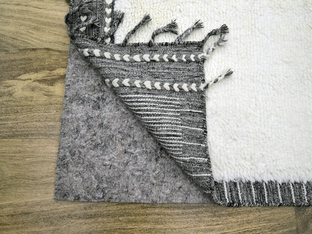 9'2" x 12'1" New Hand Knotted Ivory Wool Rectangle Oriental Rug - MOA10276222