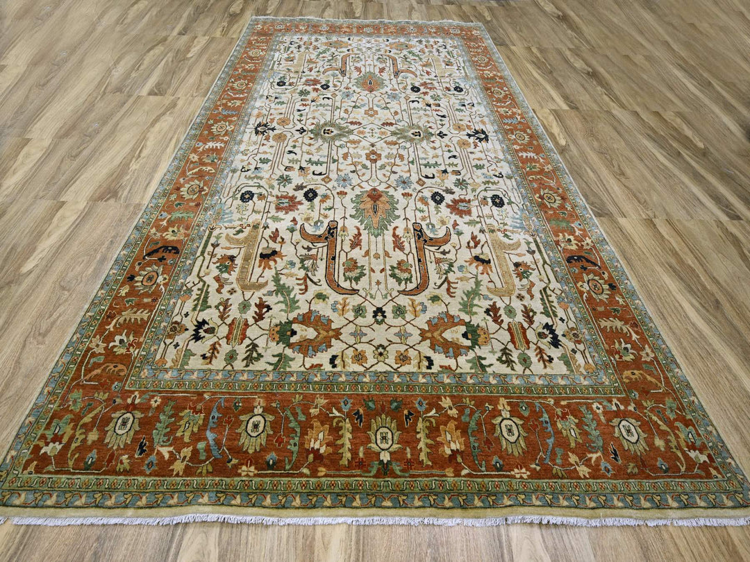 9'11" x 14'3" New Hand Knotted Ivory Wool Rectangle Oriental Rug - MOA10276223
