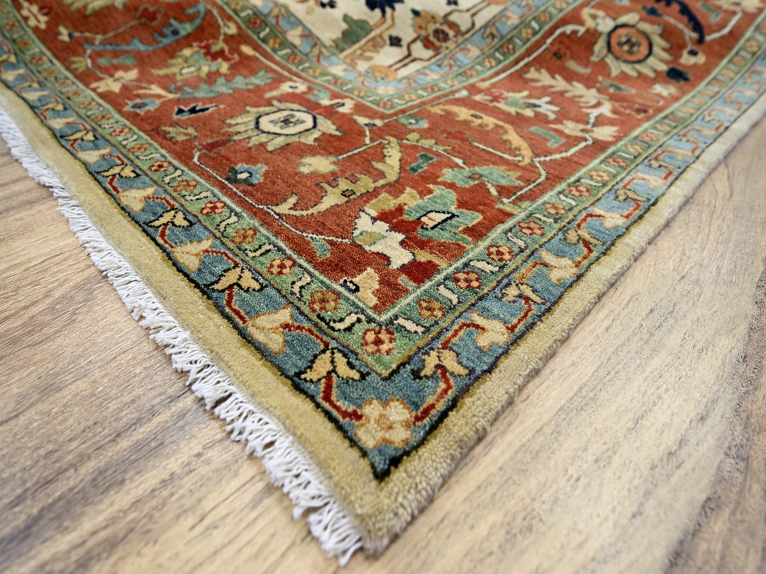 9'11" x 14'3" New Hand Knotted Ivory Wool Rectangle Oriental Rug - MOA10276223