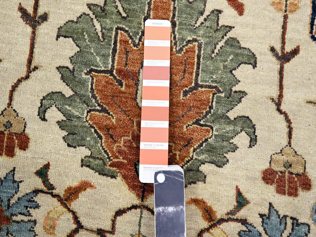 9'11" x 14'3" New Hand Knotted Ivory Wool Rectangle Oriental Rug - MOA10276223
