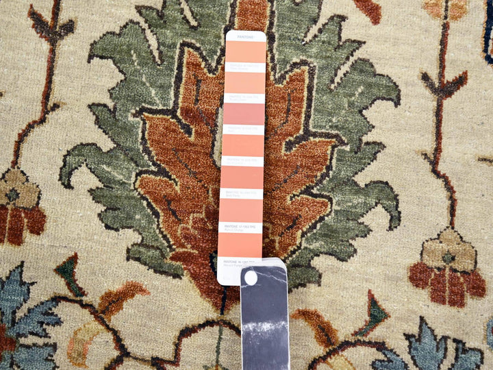 9'11" x 14'3" New Hand Knotted Ivory Wool Rectangle Oriental Rug - MOA10276223