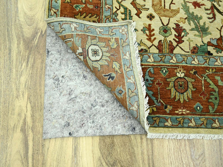 7'10" x 10'3" New Hand Knotted Ivory Wool Rectangle Oriental Rug - MOA10276225