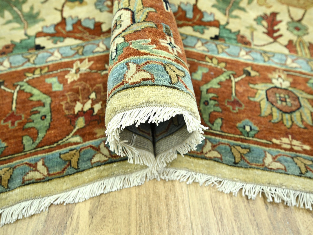 7'10" x 10'3" New Hand Knotted Ivory Wool Rectangle Oriental Rug - MOA10276225
