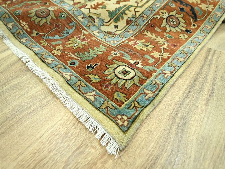 7'10" x 10'3" New Hand Knotted Ivory Wool Rectangle Oriental Rug - MOA10276225