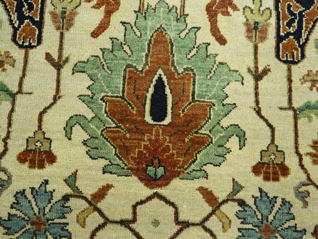 7'10" x 10'3" New Hand Knotted Ivory Wool Rectangle Oriental Rug - MOA10276225