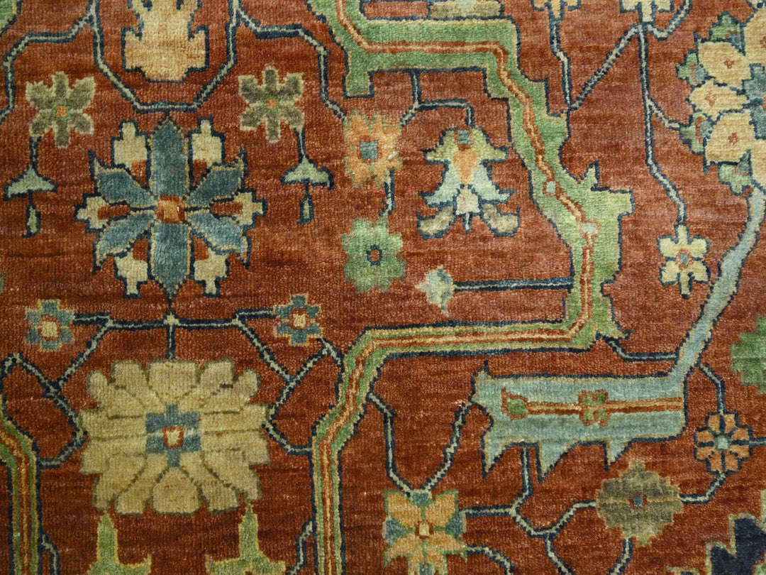 10'0" x 13'10" New Hand Knotted Red Wool Rectangle Oriental Rug - MOA10276226