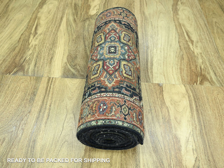 2'8" x 21'8" New Hand Knotted Blue Wool Runner Oriental Rug - MOA10276232