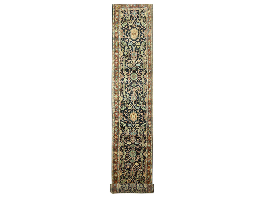 2'6" x 18'0" New Hand Knotted Blue Wool Runner Oriental Rug - MOA10276233